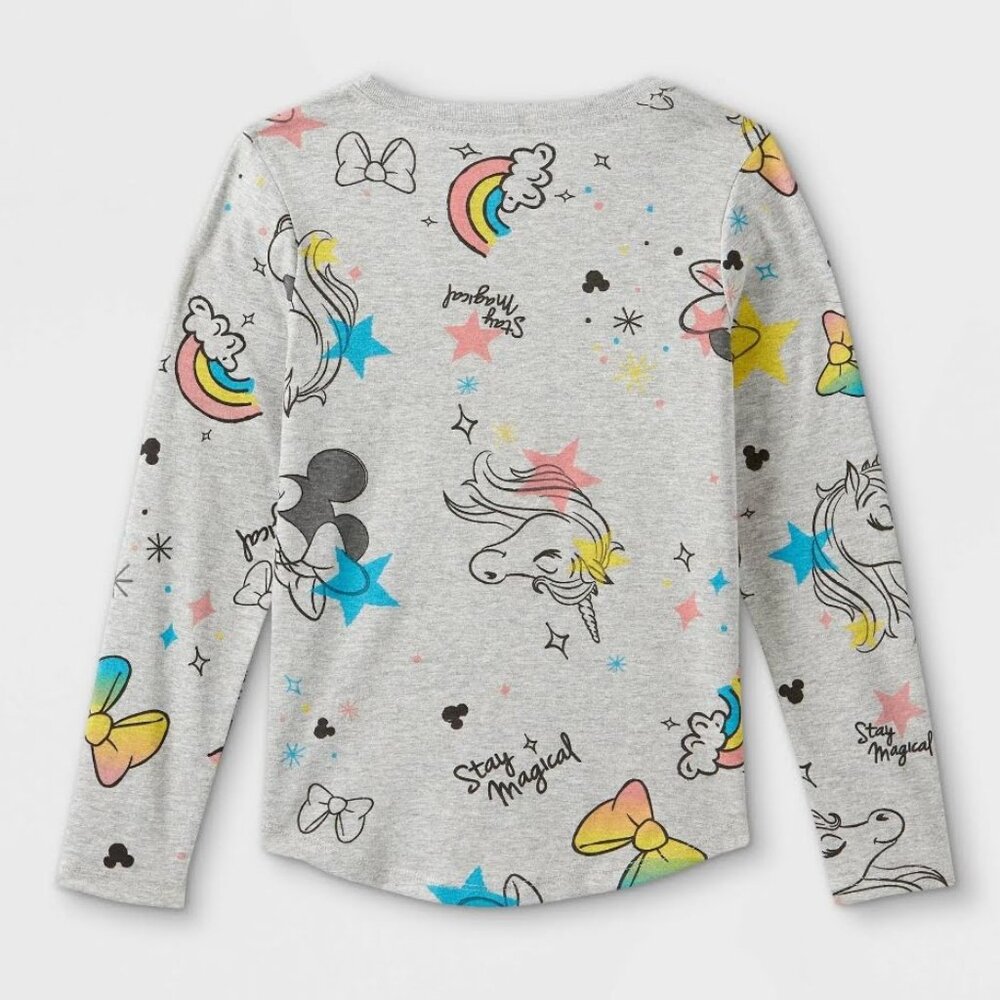 Disney - Girl's Minnie Mouse Stay Magical Long Sleeve Graphic T-Shirt Gray - Picture 6 of 6